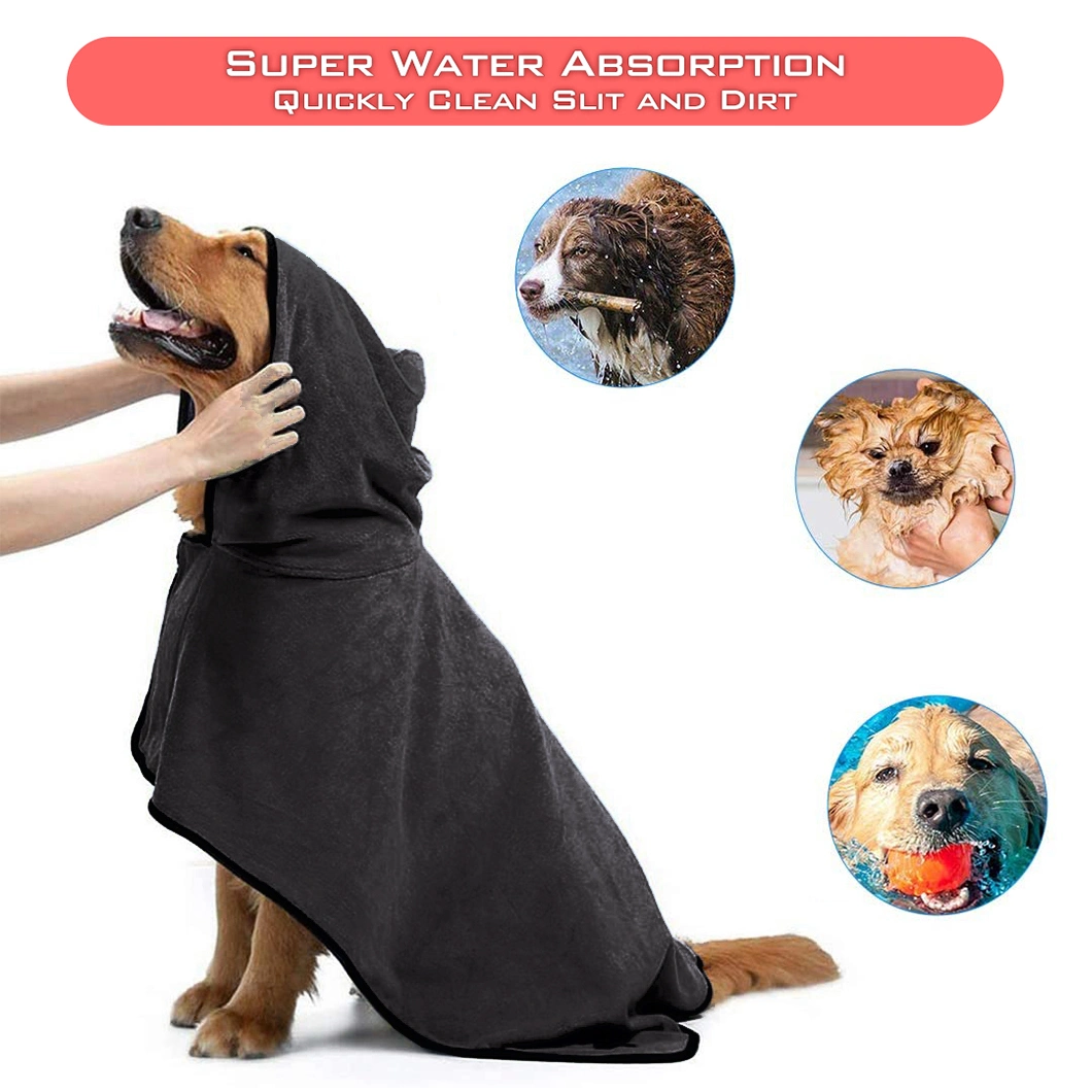 Mircofiber Absorbent Grooming Quick Drying Robe Bathrobe Cat Dog Pet Apparel