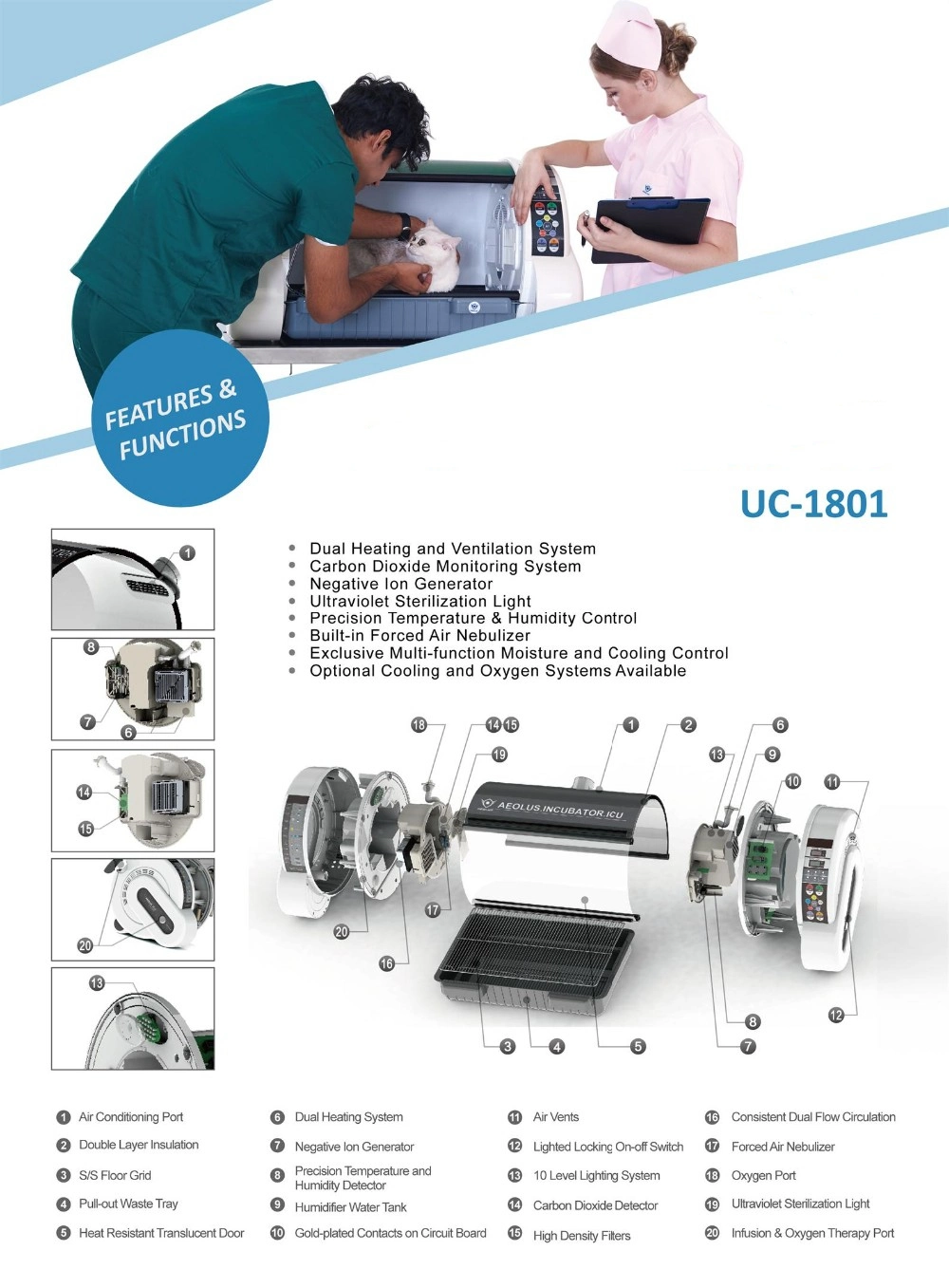 ICU Pet Incubator ICU Dog Incubator for Puppy Veterinary Incubator for Small Animals